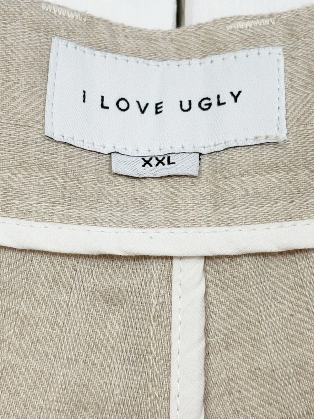 NWT I Love Ugly Men's Bone Herringbone Linen Slim Fit Crop Kobe Pants